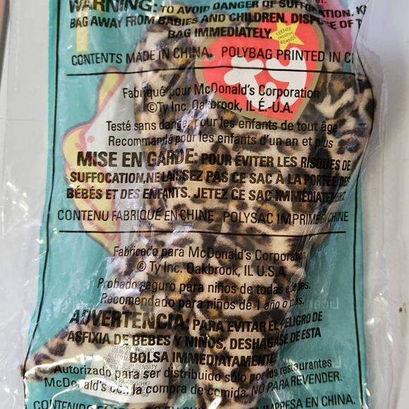 1999 McDonalds TY Teenie Beanie Babies Freckles the Lepard 1 New in Package - Picture 2 of 2